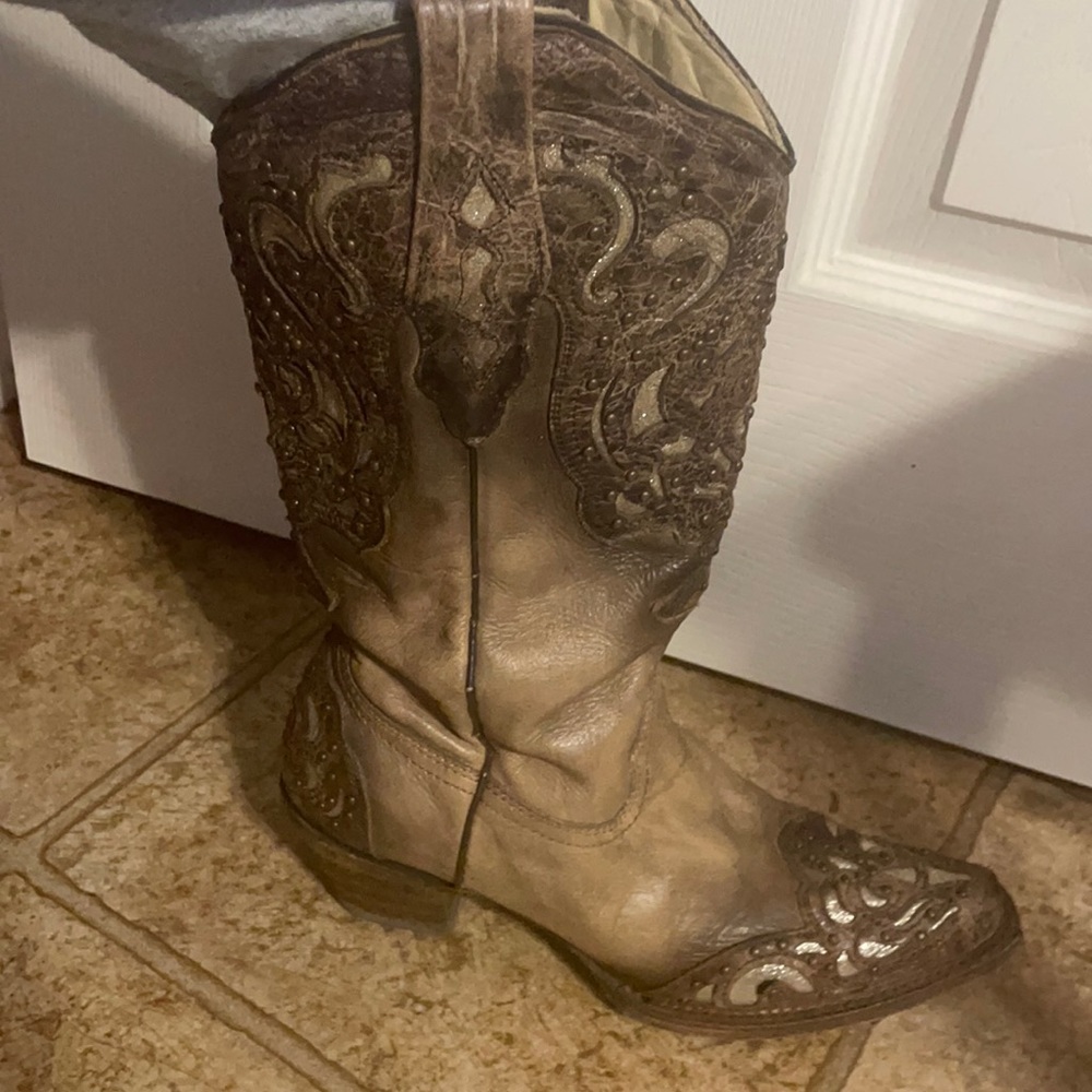 Buckle cowgirl boots real leather